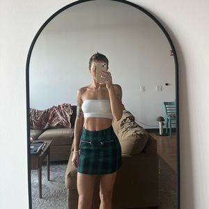 VINTAGE GREEN/NAVY PLAID SKIRT (XS)